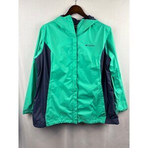 Women’s Columbia Sportswear 2X Navy & Seafoam Green Raincoat